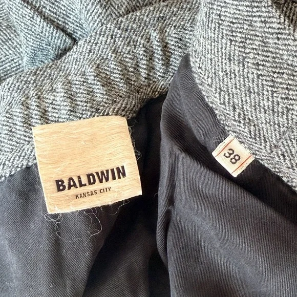 Baldwin WOOL Blend Herringbone Grey Black Straight Pants Women Size 38 Preppy - Picture 2 of 9
